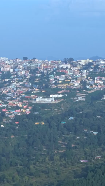 Vertical Aerial View of Almora Town and Surrounding Himalayan Landscapes Uttarakhand