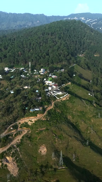 Vertical Aerial View of Almora Town and Surrounding Himalayan Landscapes Uttarakhand