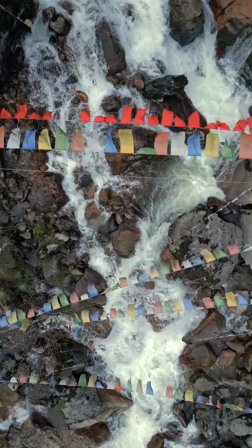 Vertical Aerial View of Alpine Cascade in Tawang, Arunachal Pradesh