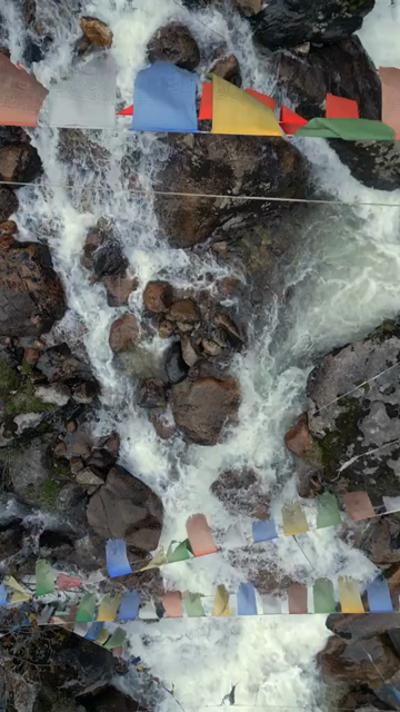 Vertical Aerial View of Alpine Cascade in Tawang, Arunachal Pradesh