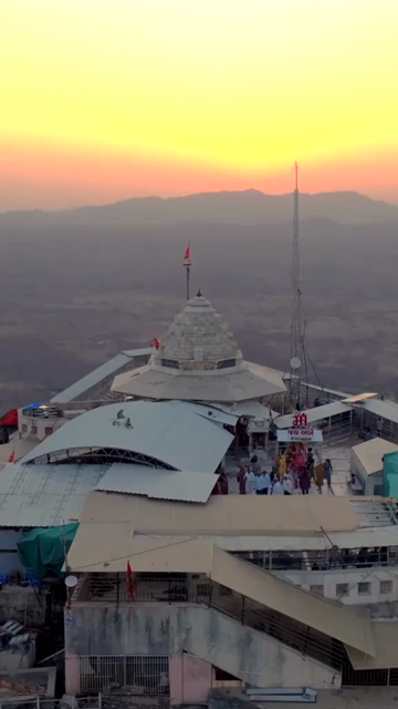 Vertical Aerial View of Ambaji Temple on Gabbar Hill, Gujarat, India