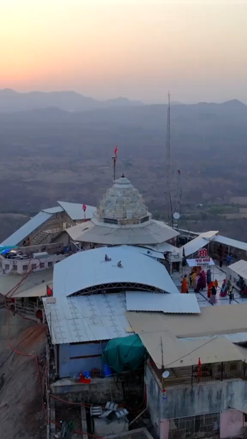 Vertical Aerial View of Ambaji Temple on Gabbar Hill, Gujarat, India