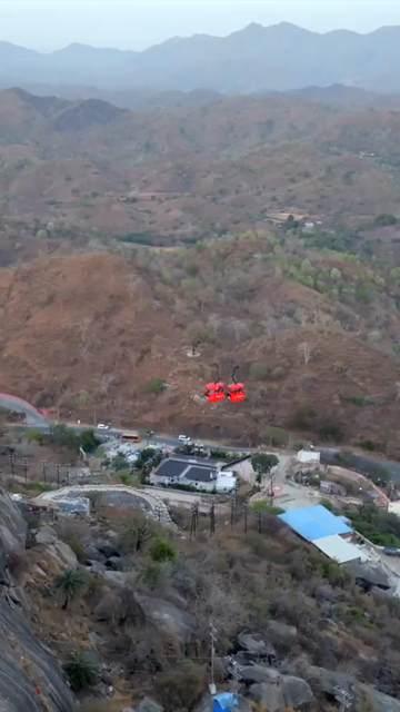 Vertical Aerial View of Ambaji Temple on Gabbar Hill, Gujarat, India