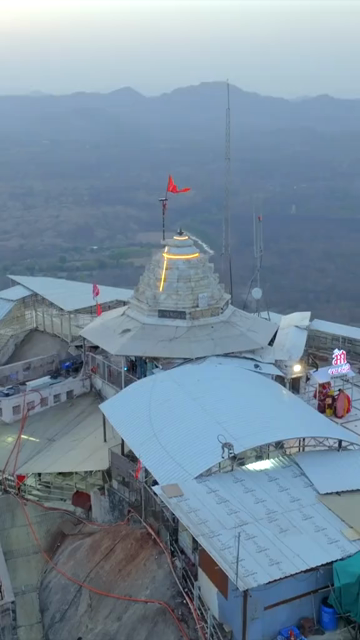 Vertical Aerial View of Ambaji Temple on Gabbar Hill, Gujarat, India