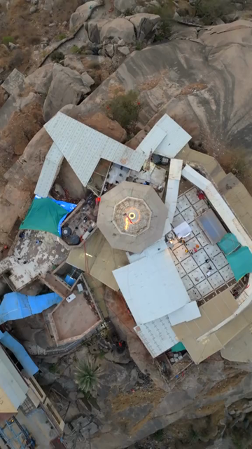 Vertical Aerial View of Ambaji Temple on Gabbar Hill, Gujarat, India