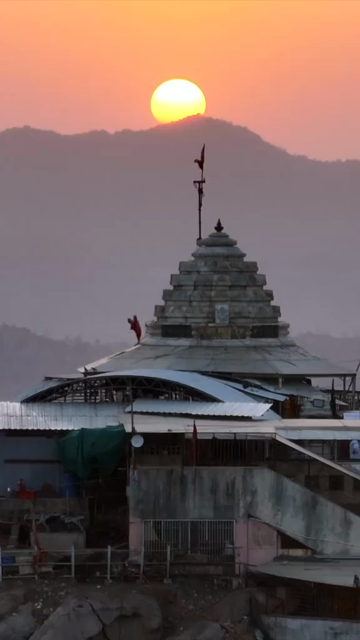 Vertical Aerial View of Ambaji Temple on Gabbar Hill, Gujarat, India