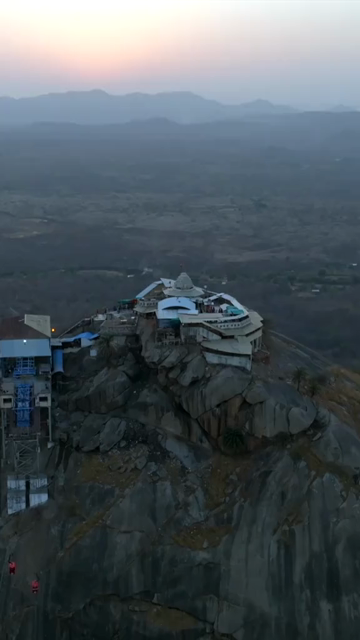 Vertical Aerial View of Ambaji Temple on Gabbar Hill, Gujarat, India