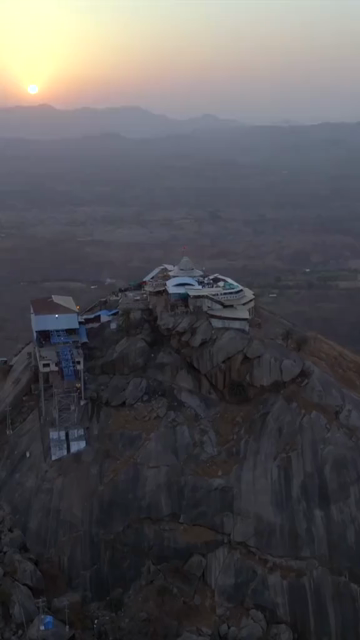 Vertical Aerial View of Ambaji Temple on Gabbar Hill, Gujarat, India
