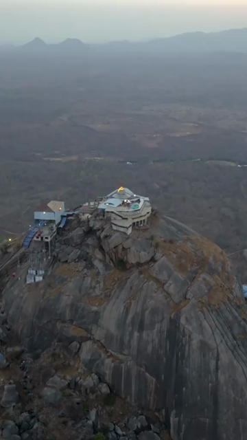 Vertical Aerial View of Ambaji Temple on Gabbar Hill, Gujarat, India