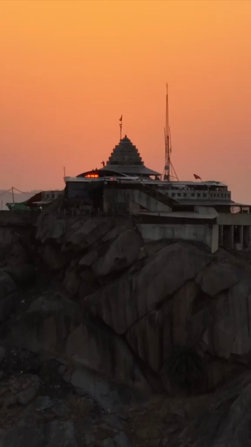 Vertical Aerial View of Ambaji Temple on Gabbar Hill, Gujarat, India
