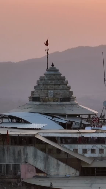 Vertical Aerial View of Ambaji Temple on Gabbar Hill, Gujarat, India