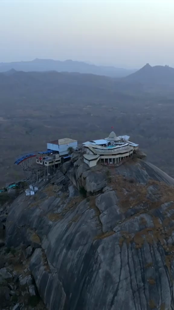 Vertical Aerial View of Ambaji Temple on Gabbar Hill, Gujarat, India