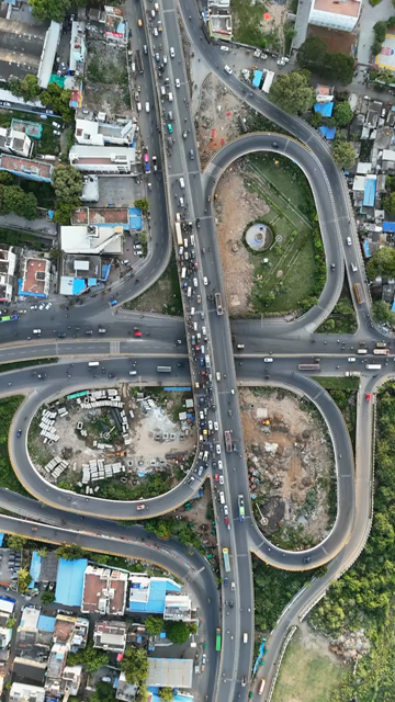 Vertical Aerial View of Anna Nagar Flyover Chennai India