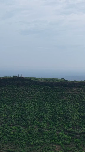 Vertical Aerial View of Asirgarh Fort Ruins Amidst Lush Green Hills, Burhanpur, Madhya Pradesh