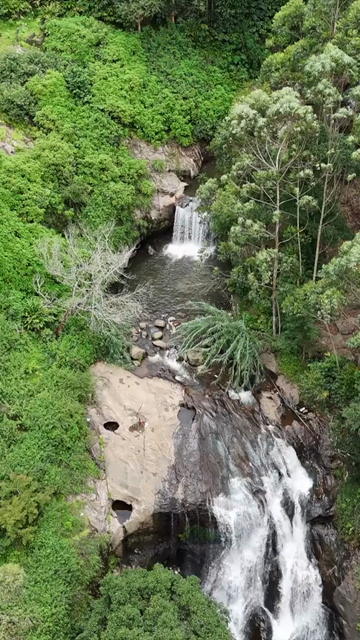 Vertical Aerial View of Attukad Waterfalls in Munnar Kerala India