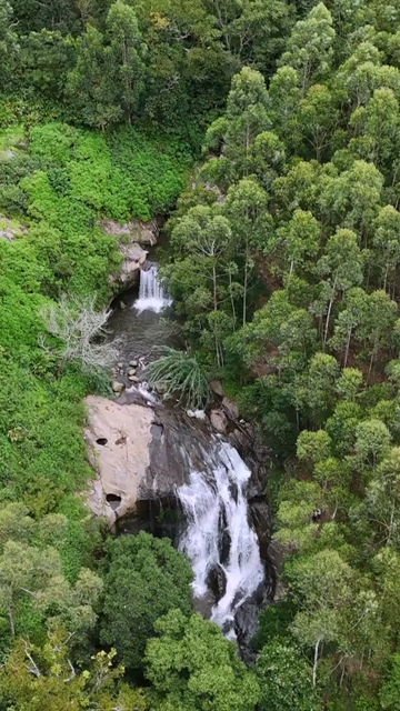 Vertical Aerial View of Attukad Waterfalls in Munnar Kerala India