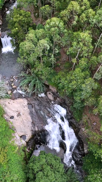 Vertical Aerial View of Attukad Waterfalls in Munnar Kerala India