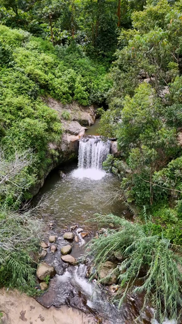 Vertical Aerial View of Attukad Waterfalls in Munnar Kerala India