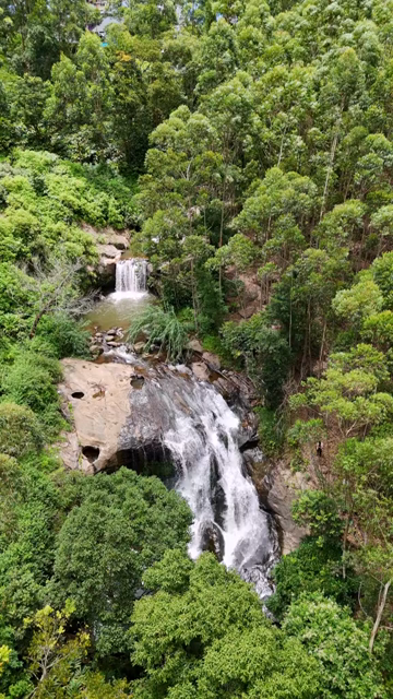 Vertical Aerial View of Attukad Waterfalls in Munnar Kerala India