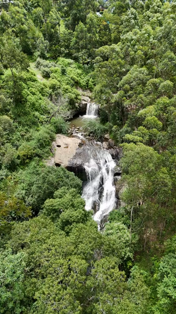 Vertical Aerial View of Attukad Waterfalls in Munnar Kerala India