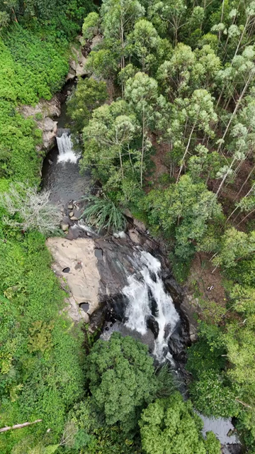 Vertical Aerial View of Attukad Waterfalls in Munnar Kerala India