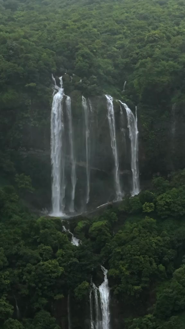 Vertical Aerial View of Baba Waterfall Kumbhavade Amboli Sindhudurg Maharashtra India