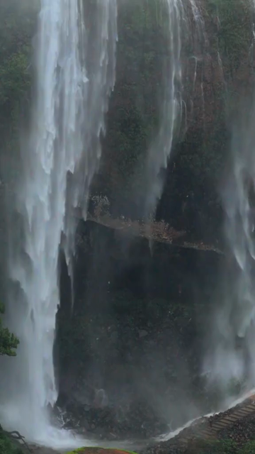 Vertical Aerial View of Baba Waterfall Kumbhavade Amboli Sindhudurg Maharashtra India
