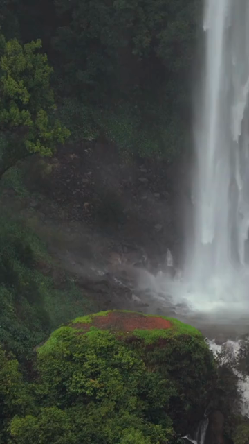 Vertical Aerial View of Baba Waterfall Kumbhavade Amboli Sindhudurg Maharashtra India