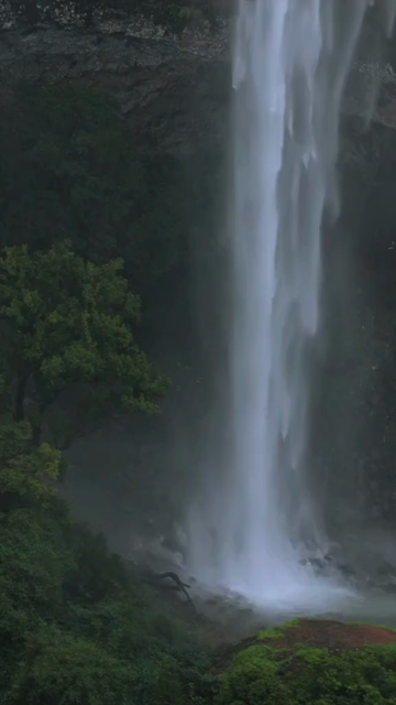 Vertical Aerial View of Baba Waterfall Kumbhavade Amboli Sindhudurg Maharashtra India