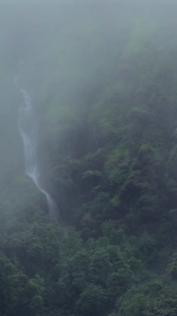 Vertical Aerial View of Baba Waterfall Kumbhavade Amboli Sindhudurg Maharashtra India