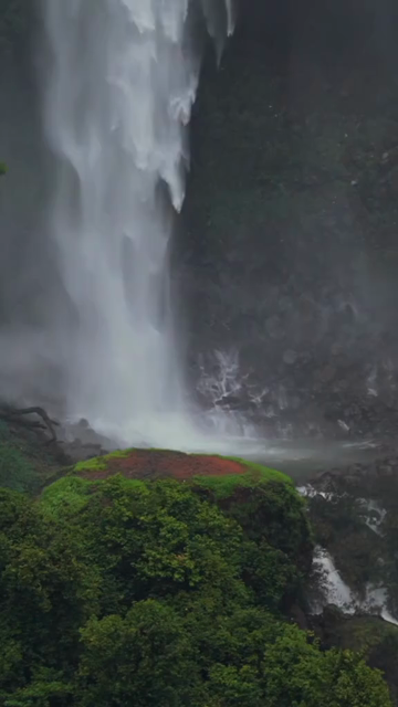 Vertical Aerial View of Baba Waterfall Kumbhavade Amboli Sindhudurg Maharashtra India