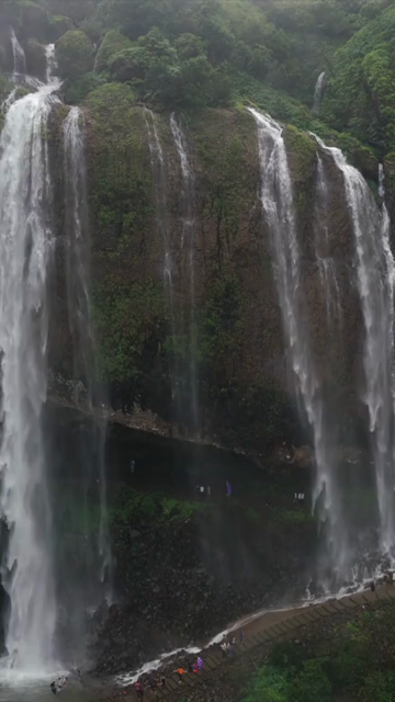 Vertical Aerial View of Baba Waterfall Kumbhavade Amboli Sindhudurg Maharashtra India