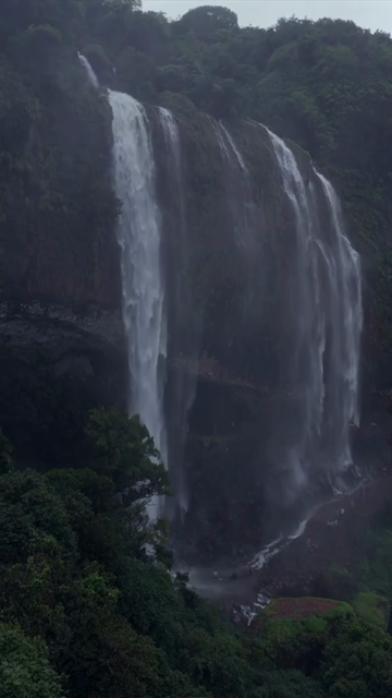 Vertical Aerial View of Baba Waterfall Kumbhavade Amboli Sindhudurg Maharashtra India