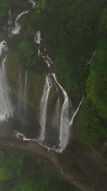 Vertical Aerial View of Baba Waterfall Kumbhavade Amboli Sindhudurg Maharashtra India