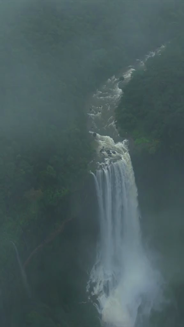 Vertical Aerial View of Baba Waterfall Kumbhavade Amboli Sindhudurg Maharashtra India