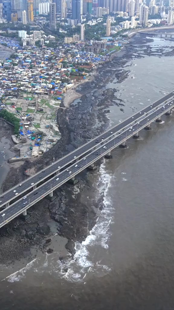 Vertical Aerial View of Bandra Worli Sea Link Mumbai Maharashtra