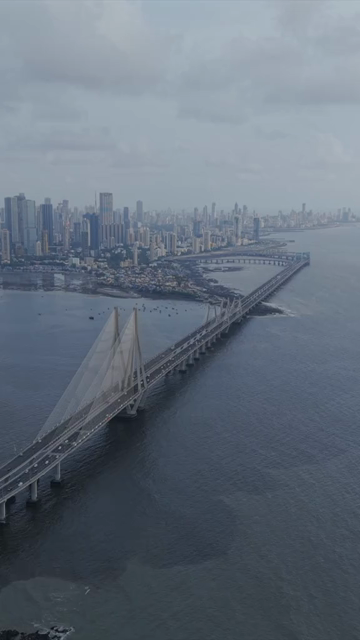 Vertical Aerial View of Bandra Worli Sea Link Mumbai Maharashtra