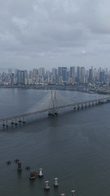 Vertical Aerial View of Bandra Worli Sea Link Mumbai Maharashtra