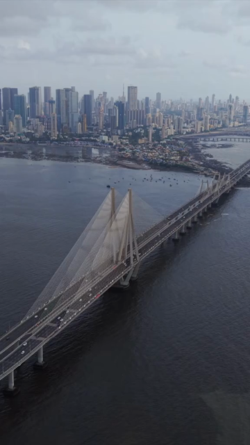 Vertical Aerial View of Bandra Worli Sea Link Mumbai Maharashtra