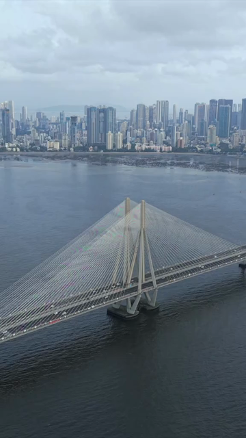 Vertical Aerial View of Bandra Worli Sea Link Mumbai Maharashtra