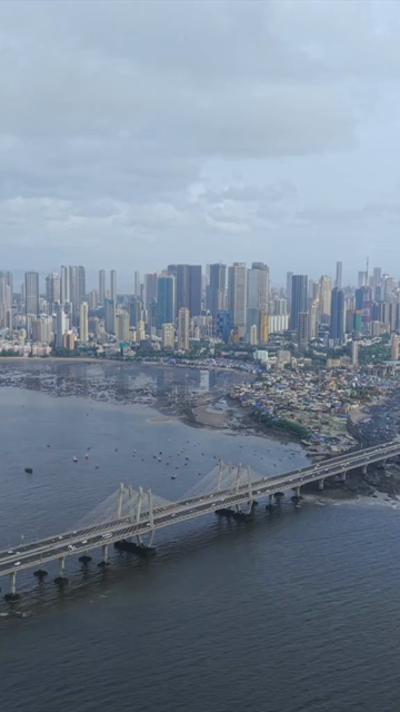 Vertical Aerial View of Bandra Worli Sea Link Mumbai Maharashtra