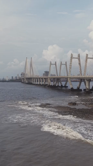 Vertical Aerial View of Bandra Worli Sea Link Mumbai Maharashtra