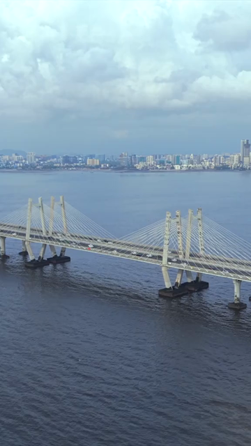 Vertical Aerial View of Bandra Worli Sea Link Mumbai Maharashtra