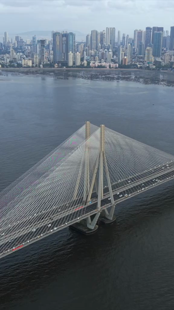 Vertical Aerial View of Bandra Worli Sea Link Mumbai Maharashtra