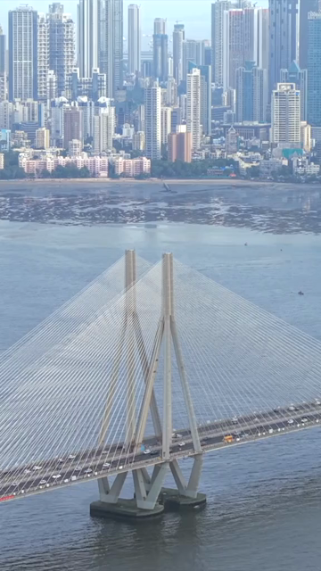 Vertical Aerial View of Bandra Worli Sea Link Mumbai Maharashtra