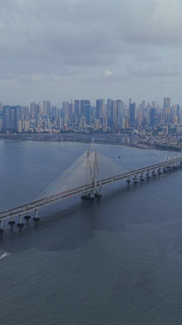 Vertical Aerial View of Bandra Worli Sea Link Mumbai Maharashtra