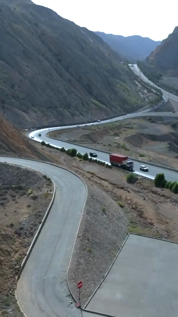 Vertical Aerial View of Bausher Al Amerat Mountain Road Muscat Oman