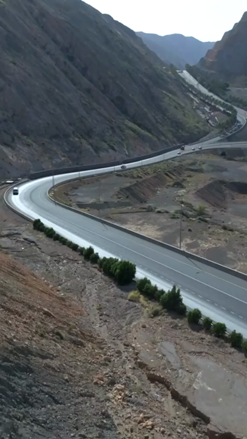 Vertical Aerial View of Bausher Al Amerat Mountain Road Muscat Oman