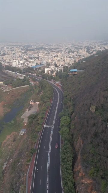 Vertical Aerial View of Beach Road and Coastline Visakhapatnam Andhra Pradesh India