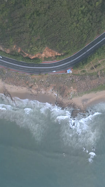 Vertical Aerial View of Beach Road and Coastline Visakhapatnam Andhra Pradesh India